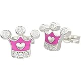 Mädchen Teen Prinzessin Ohrstecker Krone mit Zirkonia echt Silber 925 nickelfrei inklusive Schmuckbox