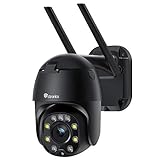 Überwachungskamera Aussen WLAN, Ctronics PTZ Dome IP Kamera Outdoor, Intelligente Menschliche Erkennung, Automatische Verfolgung, 30m Farbe Nachtsicht, 2-Wege-Audio, SD-Kartenslot, IP66, Schw