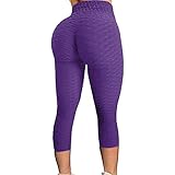 vijTIAN difine Damen Push Up Leggings Honeycomb Blickdicht Yoga-Hose Sporthose Frauen Hohe Taille Geraffte Hintern Heben Fitnesshose Lange Leggings mit Bauchkontrolle Slim Fit Sportleggings für Gy