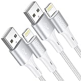 RAVIAD iPhone Ladekabel, Lightning Kabel [2Stück 2M] MFi-Zertifiziert Nylon iPhone Kabel Ladekabel für iPhone 11/11 Pro/XS/XS Max/XR/X/8/8 Plus/7/7 Plus/6s/6/6 Plus/5S/5/SE 2020 - Silb