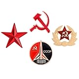 SOIMISS Sowjetische Russisch Brosche CCCP Roter Stern Sichel Hammer Emblem Militärische Brustnadel Brosche Pins Anstecknadeln Kommunismus Abzeichen Patriotischen Pin Schmuck 4 Stück (Mischfarbe)