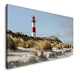 Paul Sinus Art Leuchtturm am Meer 120x 60cm Panorama Leinwand Bild XXL Format Wandbilder Wohnzimmer Wohnung Deko Kunstdruck