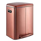 happimess HPM1005D Marco Rechteckiger Doppeleimer mit Soft-Close-Deckel, 38 l, Roségold, für Zuhause, Büro, Küche, 38