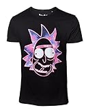 Rick & Morty Herren and Morty Men's Neon Rick Face Extra Large, Black (TS583098RMT-2XL) T-Shirt, Schwarz (Schwarz Schwarz), XXL