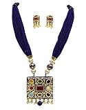 Blauer Anhänger Jaipuri Schmuck Bollywood Navratan mehrfarbig Meenakari Schmuck