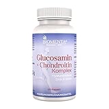 BIOMENTA Glucosamin Chondroitin Komplex - Premiumqualität- 60 Glucosamin Chondroitin Kapseln hochdosiert + allergenfrei mit Glucosamin + Chondroitin + Hyaluronsäure + Zink + S