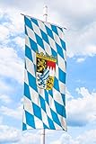 Deitert Bundesland-Flagge Bayern – 120x300 cm Bayern-Flagge mit Wappen (Raute), Bannerfahne aus reißfestem Polyester, Bayern-Fahne mit Doppelsicherheitsnaht g