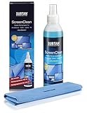 SUBTAN Bildschirmreiniger Set - 250 ml Displayreiniger ScreenClean + Reinigungstuch 30 x 38 cm für Smartphone, Tablet, Laptop, Notebook, Monitor und TV