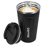 Edelstahl Travel Mug, Kaffeebecher BPA-Fre Coffee To Go Becher Thermobecher Matt hält 6h heiß Edelstahl Doppelwandig Isoliert Kaffee & Tee Isolierbecher Travel Mug