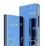 WEIOU Hülle für Xiaomi Redmi 9C NFC| Redmi 9C, Spiegel Clear View Flip Handyhülle, PU/PC Lederhülle Schutzhülle Mirror Make-Up Case Cover mit Flip Klappbarer Stände. B