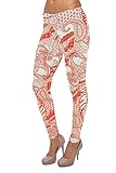 Hamishkane Leggins für Damen, volle Länge, bedruckt, Stretch-Leggings, legere Skinny-Hose, Orange Paisley, 34-36