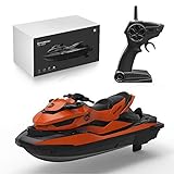 YYLI RC Boot Ferngesteuertes Boot, 2.4GHZ Fernbedienung Schnell Boot Spielzeug High Speed Racing Ferngesteuert Boot Motorboot Geschenke Für Kinder Und Erwachsene,Orang