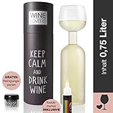 ILP GMBH I LOVE PRODUCTS Wine Lovers Weinflasche Glas - Weinglas Flasche XXL inklusive Kreidemarker - Weinglas lustig als perfekte Geschenkidee - inkl. Reinigungsp