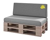 sunnypillow Palettenkissen mit abnehmbarem Bezug UV - beständig Outdoor/Indoor Kaltschaum Palettenauflage Palettenpolster Palettensofa Sitzkissen Rückenlehne 2er Set 120 x 80 G