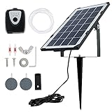 3.5W Solar Teichbelüfter mit Akku USB Wiederaufladbare 4000 mAh Sauerstoffpumpe mit Zwei Luftblasenstein Vier Schläuche für Gartenteiche Aquarium Teich Schw