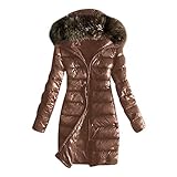 MJGkhiy Winterjacken - Parka Tasche Fleecejacke Damen mit Kapuze Lang Freizeitjacke Herbst Übergangsmantel Damen W