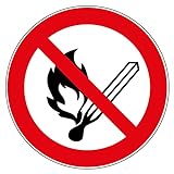 Aufkleber Verbotszeichen Feuer offenes Licht und Rauchen verboten ø 100 mm · 10 Stück