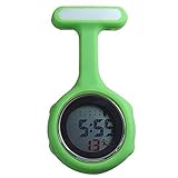 HeNan LiQinKeJi8 Brosche Uhr Mode Damendigitalanzeige Dial Clip-On Fob Krankenschwester Brosche Pin-Fall-Taschen elektrische Uhr Für die Arbeit drinnen (Color : Green)