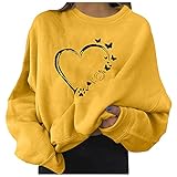 TTWOMEN Damen Langarm Rundhals Bluse Sweatshirts Casual Printed Loose Fit Pullover Top