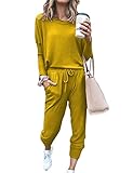 WXDSNH Damen Anzug Langarm T-Shirt Hose Lose Einfarbig Herbst Und Winter Casual Top