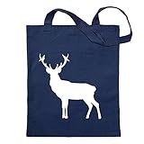 Kiwistar Hirsch Rentier REH 2 Tragetasche Baumwolltasche Stoffbeutel Umhängetasche Langer Henk