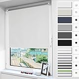 Magiea Verdunklungsrollo ohne Bohren & mit Bohren Klemmfix, (Weiß 65x120cm), Verdunkelungsrollo Klemmrollo Thermorollo, Fensterrollo innen Sonnenschutz und Sichtschutz, Rollos für Fenster und Tü