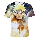 Naruto Cosplay T-Shirt 3D-Druck Cartoons T-Shirt Anime Fans T-Shirt Tops Mode Casual Rundhals Kurzarm Weihnachtsfeier T-Shirt Geschenke für Jungen und Mädchen,A,XXS