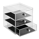 iDesign Clarity Jewelry Schmuckaufbewahrung | Schmuckkasten mit 3 Schubladen für Uhren, Ketten etc. | Schmuck Organizer mit Kratzschutz | Kunststoff durchsichtig