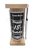 Happy Birthday 18 Eiserne Reserve Spardose incl. Säge zum zersägen des Gitter, Geldgeschenk, das andere Sparschwein, witzige Sparbüchse, Geschenk
