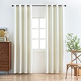 IVIL 2 Stücke Gardinen mit Ösen H 260 x B 140 cm 95% Verdunklungsvorhänge Beige Thermo Vorhang Blickdicht für Schlafzimmer & W