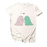 Damenmode Little Dinosaur Rundhals Kurzarm T-Shirt Damen 243leeve Performance t Shirt Damen Sommer Oberteile Patchwork Loose fit Kurzarm/Langarm Shirt Bluse Tunika Longsleeve mit Stehkragen,