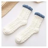 YSYSPUJ Neue gemütliche Kaschmir Socken Frauen Winter Warme Schlaf Bett Socken Bodenhaus Flauschige Socken Korallen Samt Füße Herbstwärmer (Color : 6)