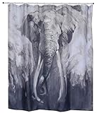 Spirella Anti-Schimmel Duschvorhang - Anti-Bakteriell, waschbar, wasserdicht, Polyester, „Elefant“ 180x200