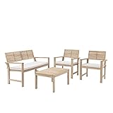 Naterial - Gartenmöbel Set Solis - 4 Personen Balkon Möbel Set - Sitzgruppe Garten - Akazie - Holz/Weiß