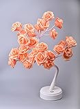 Rose Schreibtischlampe Schreibtisch Baum Lampe Geschenk Mädchen Frauen Teenager Hochzeit Weihnachten Wohnzimmer Schlafzimmer Party mit 20pcs Warm White LED Licht (Color : Orange)