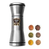 KJHGMNB Pfeffermühle, Aus Bambus Mit Stufenlos Verstellbarem Hochleistungs-Keramikmahlwerk, Pfeffermühle & Salzmühle Schwarz Weiß & Porzellanuntersetzer,Stainless S