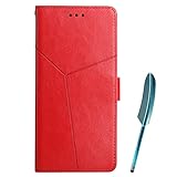 Hülle für Samsung Galaxy Note10 Pro, Galaxy Note10 Pro Hülle Brieftasche Tasche Leder Flip Case Etui [Standfunktion] [Kartenfächern][Kapazitiver Stift ], Schutzhülle für Galaxy Note10 Pro (Rot)