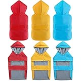 LeerKing Hunderegenjacke mit Futter Regenmantel wasserdichte Hundejacke mit verstellbarem Taillenriemen Kapuze für kleine mittelgroße Hunde Gelb S
