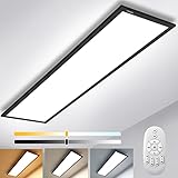 Dimmbar Deckenleuchte LED Panel 120x30 cm mit Fernbedienung, 40W Groß Leuchten Deckenlampe mit Höhe Helligkeit, 2700K-6500K Warm Natur Kalt Weiß Deckenpanel für Schlafzimmer Wohnzimmer Kü
