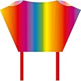 HQ 100081 - Sleddy Rainbow, Kinderdrachen Einleiner, ab 5 Jahren, 50x76cm und 1.9m Drachenschwanz, inkl. 17kp Polyesterschnur 40m auf Spule, 2-6 B