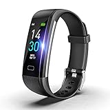 SLuB Fitness Tracker, Smart Armband Smart Watch mit Herzfrequenz- und Blutdruckmessungsfunktion, Schrittzähler, IP68 wasserdicht, Unisex, kompatibel mit Android und iOS (Schwarz)