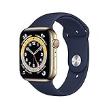 Apple Watch Series 6 (GPS + Cellular, 44 mm) - Edelstahlgehäuse Gold, Sportarmband Dunk