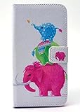 Newshine Schutzhülle für Samsung Galaxy S6 Edge (Ständerfunktion), Brieftasche, hochwertiges PU-Leder, Kartenfächer, Flip-Case für Samsung Galaxy S6 Edge (Happy Elephant Family)