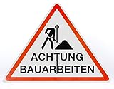 Schild Aufsteller - Achtung Bauarbeiten -Dreieck 50 x 40 cm - 4 mm Starke Alu Verbundplatte - freistehend aufstellb