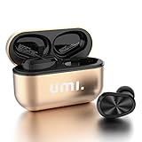 Amazon Brand - Umi Bluetooth 5.0 IPX7 W5s Kabellose In-Ear-Kopfhörer für iPhone Samsung, Huawei mit Patentiertem Intelligenten Metall-Ladeetui (Gold)
