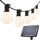 Solar-Lichterkette Fernbedienung, 7,65m 25 Lichter LED-Gartenlichterkette mit 25 Glühbirnen, Outdoor-Blumenlaterne für Hofparty Hochzeitscafé, 4 Lichtmodi, IP45 wasserdicht, warmweiß