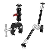 Orlegol 10 Zoll Magic Arm + Große Super Clamp, Kamerahalterung Klemme mit 360° Kugelkopfarm, Stativ Klemme, Klemmstativ, Super Klemme, Zangenclip für DSLR Kamera Feldmonitor LED Licht DJI Actionk