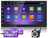 Hikity Android Autoradio mit Navi 2 Din Bluetooth Auto Radio 7 Zoll Touchscreen Unterstützt Spiegelverbindung WiFi FM Audio für iOS/Android Telefon mit 2*USB + Rückfahrk