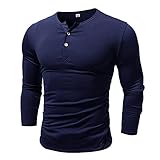 Herren Longsleeve V-Ausschnitt Langarm Shirt einfarbig Slim fit Basic V-Neck Shirt Stretch Langarmshirt Herren Henley Shirt Rundhals Unterzieh T-Shirt Atmungsaktiv Casual Langärmliges Top