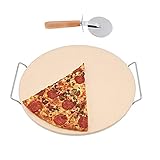 Pizzastein Und Pizzaschneider Set, Cordierite Servierwerkzeug, Pizza Tool Set Für Pizza, Kuchen, Brot, Kekse Im Ofen, BBQ & G